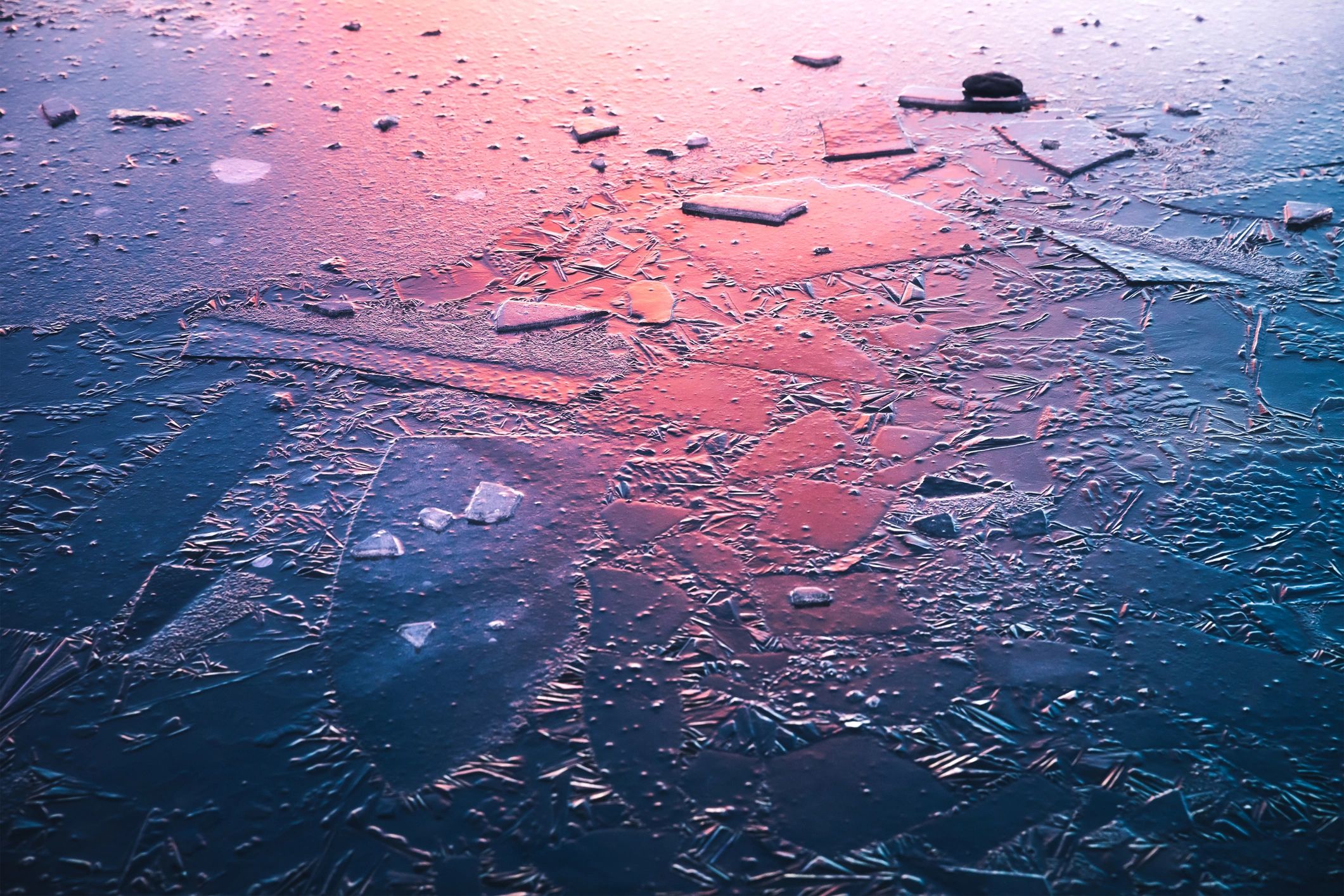 Sunrise light over calm water
